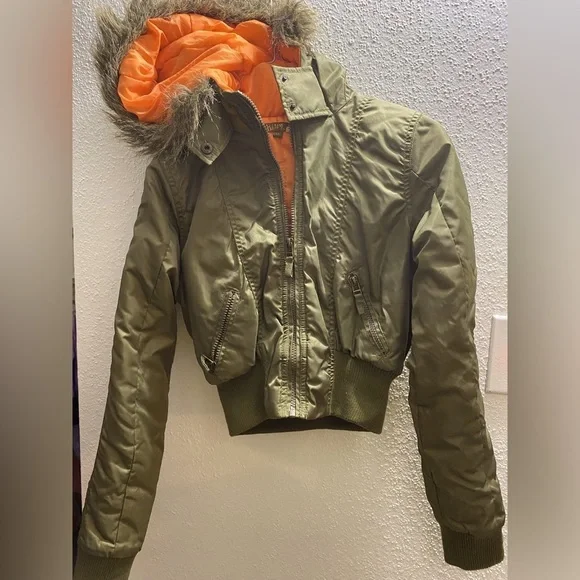 Ashley By 26 International Small Green and Orange Women's Bomber Jacket